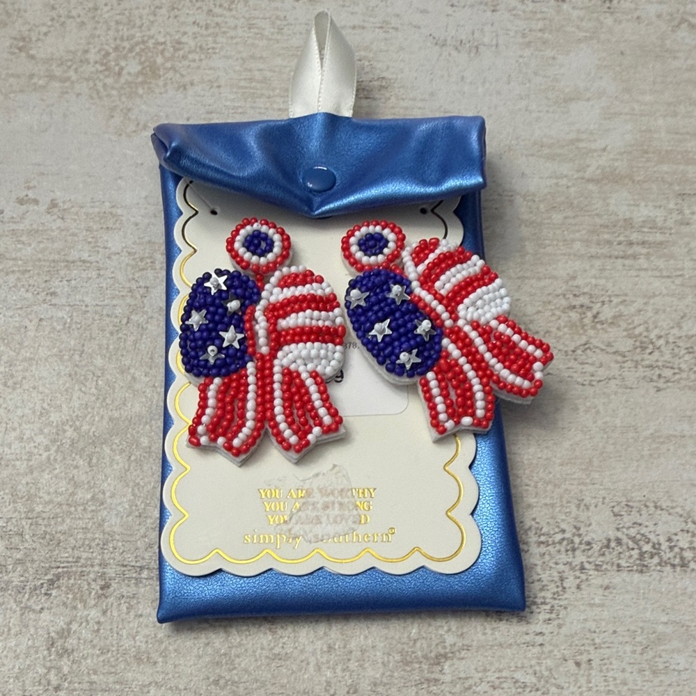 Simply Southern Red, White, and Blue Beaded Earrings